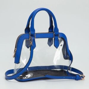 Royal Blue Structured Transparent Clear Handbag Crossbody Bag Purse Leather
